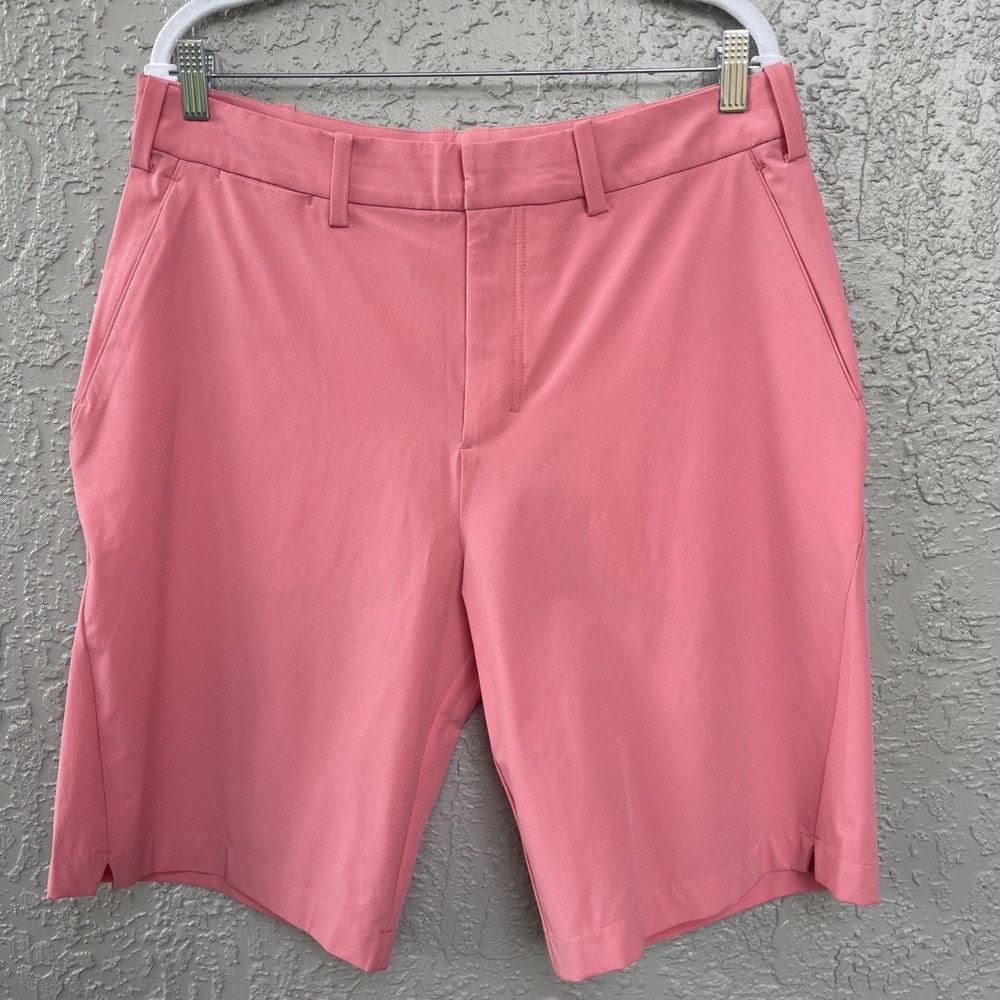 Coolibar Men's Shorts Coral Pink Size 34 Golf Resort Travel Preppy Stretch UPF50